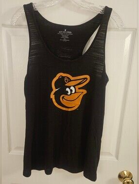 Womens Baltimore Orioles Black Tank Top with Orange Logo